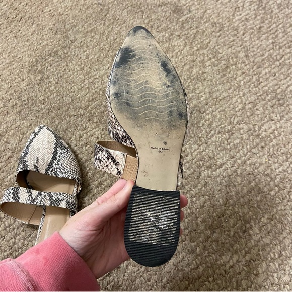 ABLE Handmade Leather Joselyne Snakeskin Pointy Toe Slide Flats - Picture 7 of 8